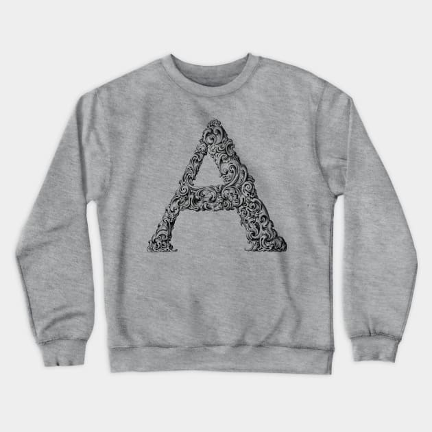 Vintage Initial Letter Lettering Alphabet A Crewneck Sweatshirt by AltrusianGrace